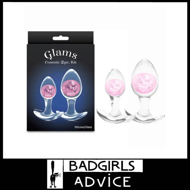 Glams Cosmic | Anal Plugs 2pc Kit Silicone & Glass Inside 9.5cm 8.1cm - Pink