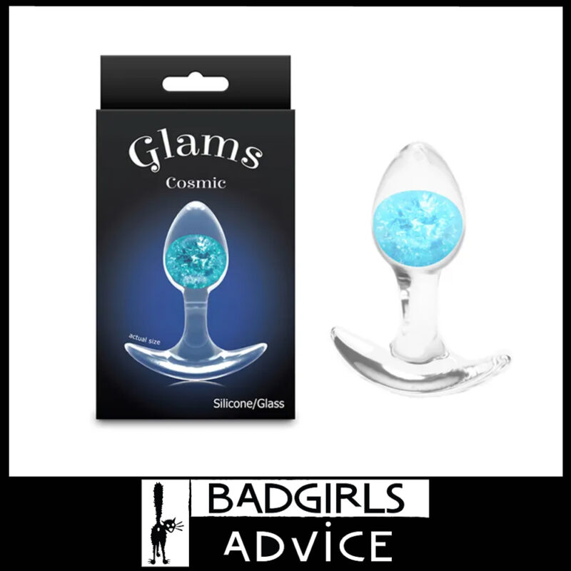 Glams Cosmic sextoy Anal Plug Silicone with Glass Inside 8cm - Small - Blue