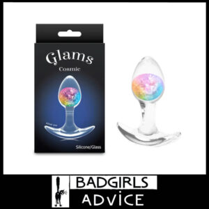 Glams Cosmic sextoy Anal Plug Silicone with Glass Inside 8cm - Small Rainbow
