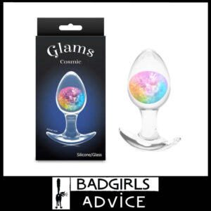 Glams Cosmic | Anal Plug sextoy Silicone With Glass Inside 9.5cm Medium Rainbow