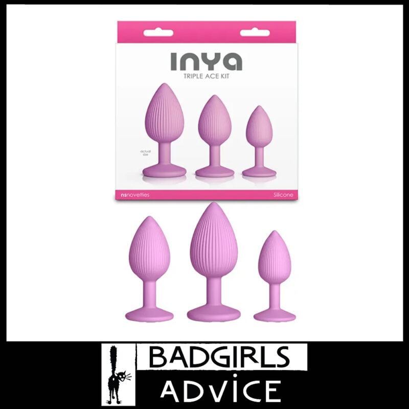 INYA Triple Ace Anal Plug sextoy 3 Set 9.7-8.4-7.3cm Silicone Blush