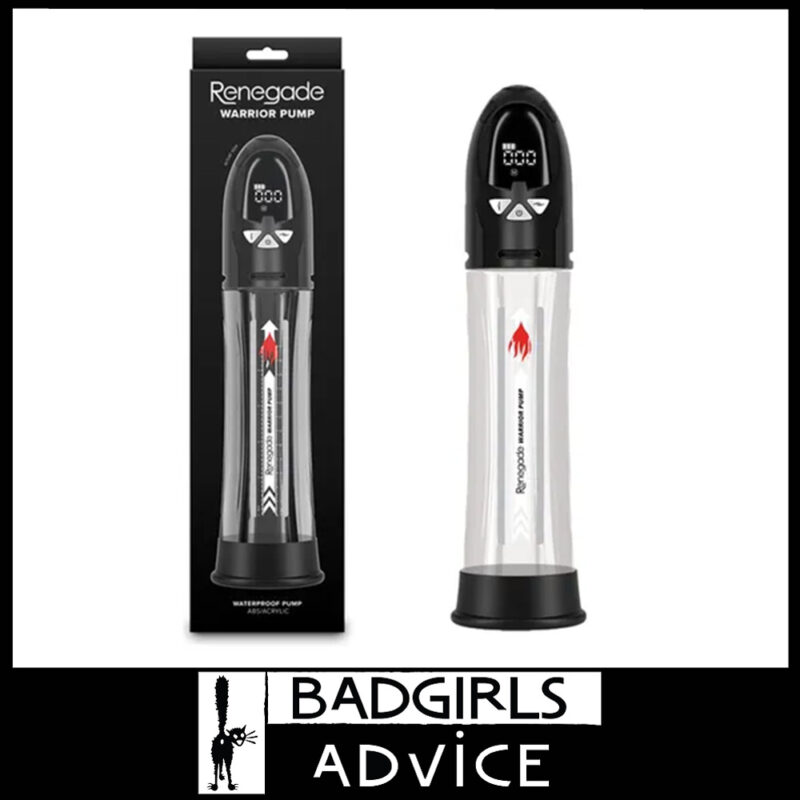 Renegade | Usb Penis Pump Warrior 8" Insert 8 Level Suction Clear Abs Black