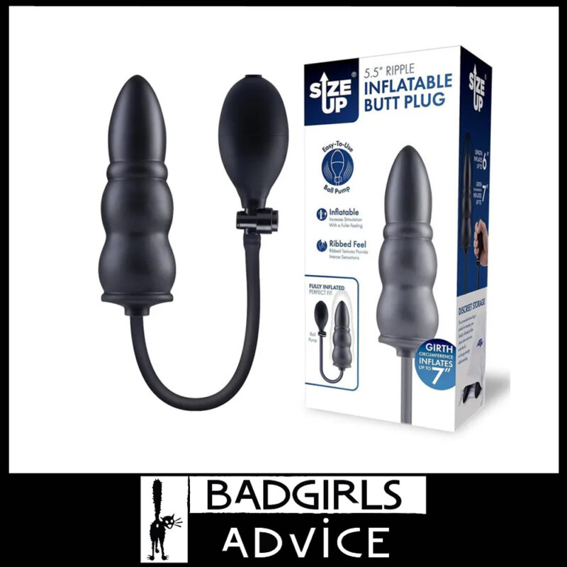 Size Up 5.5" Ripple Inflatable Butt Plug Anal Expanding sextoy Black