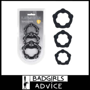 LEVELZ Beaded Silicone Cock Ring Set of 3 - Black /