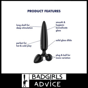 Satisfyer Triple Crystal 1 Pyrex Dildo Anal Probing Everlasting 8.3"  Black