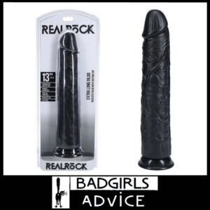 REALROCK 33cm Extra Long Dildo Pvc 1.13kg Massive Black Cock
