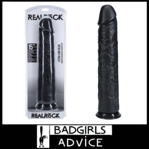 REALROCK 38cm Extra Long Dildo Pvc Durable Big Dick Black